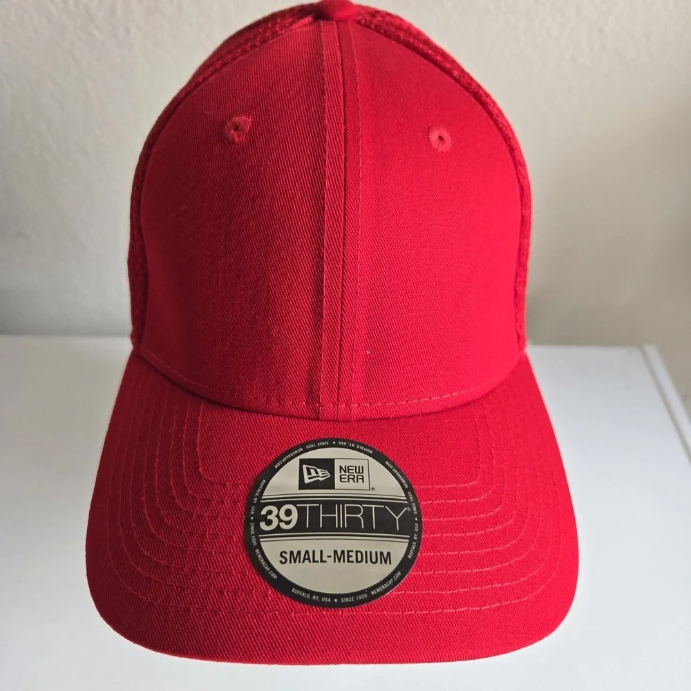 New Era 39Thirty Blank Stretch Cotton Scarlet Red Hat Cap Small/Medium NE1000‎